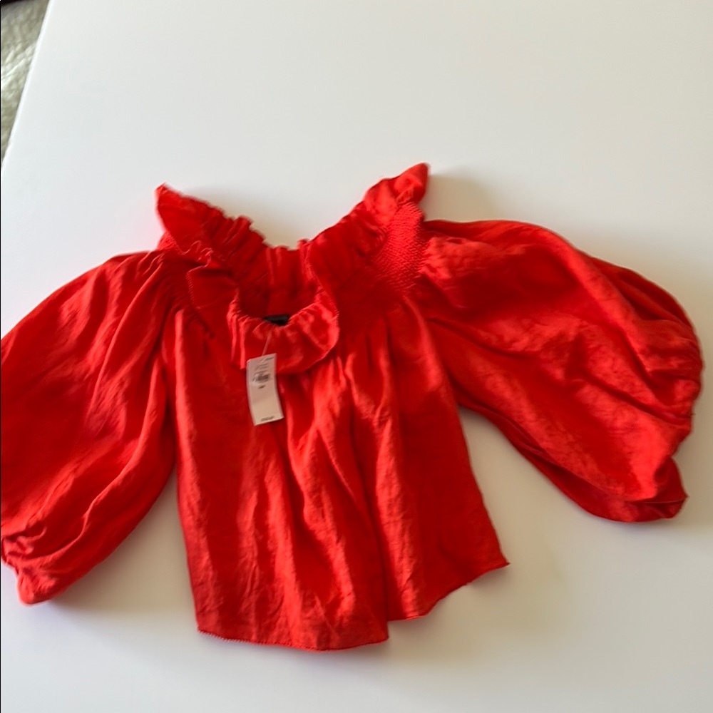 Banana Republic Red Ruffled Top